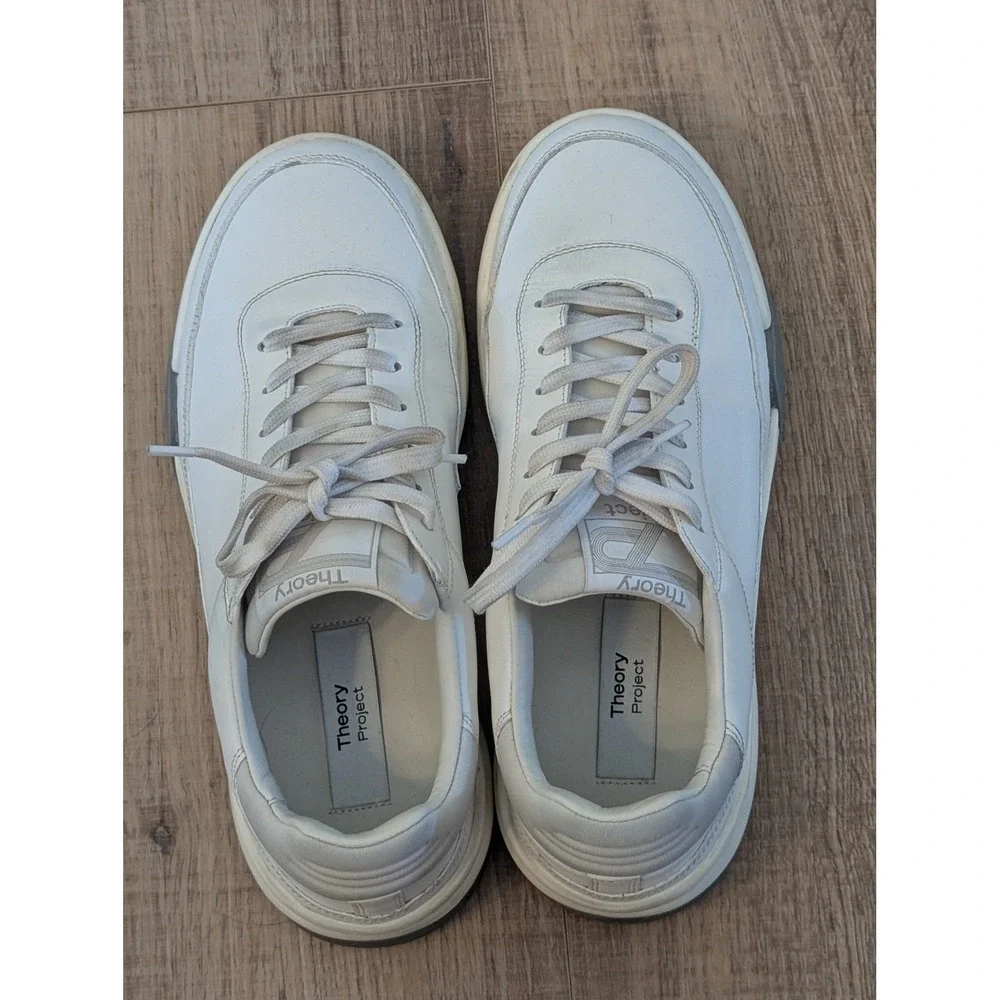 Theory Project White Leather Sneakers Shoes Womens US 9 EU 40 Portugal